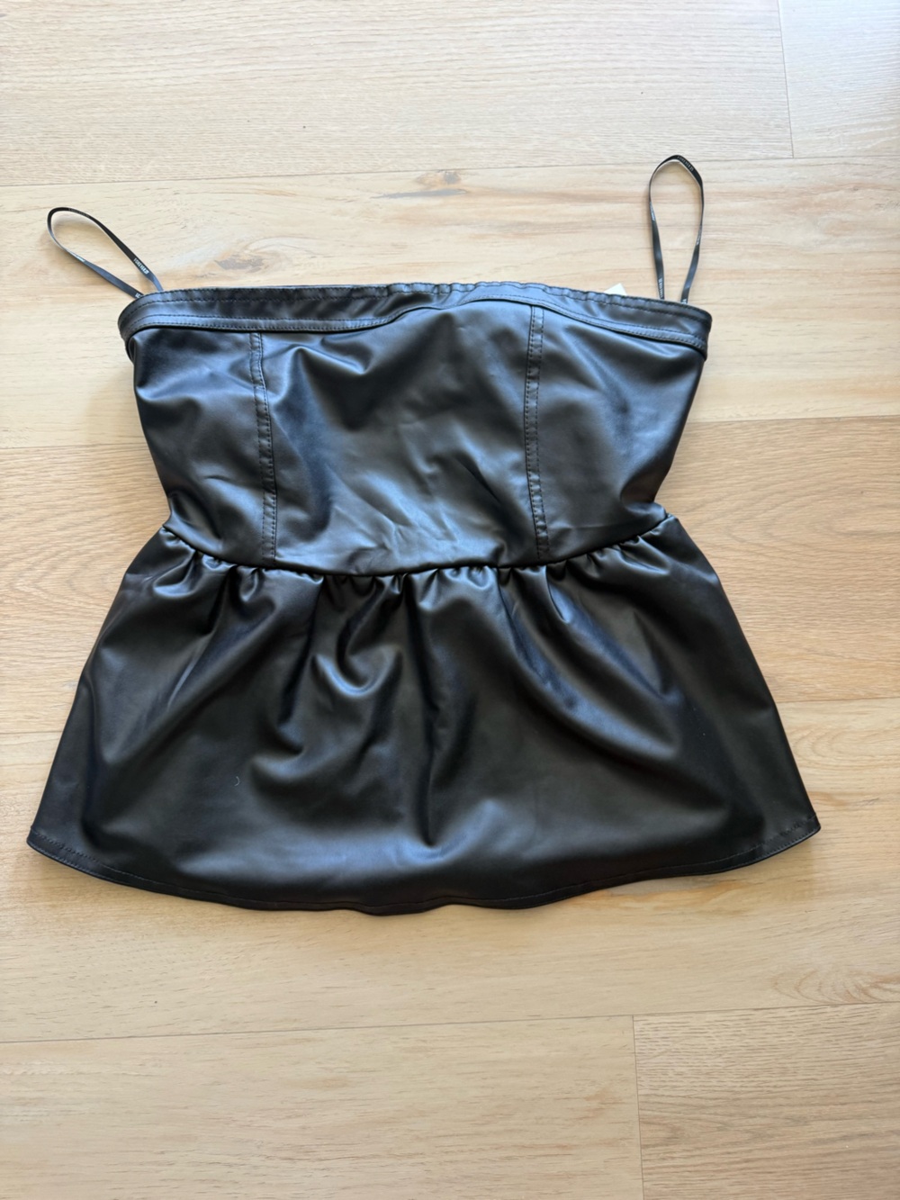 Black Faux Leather Skater Skirt - Women